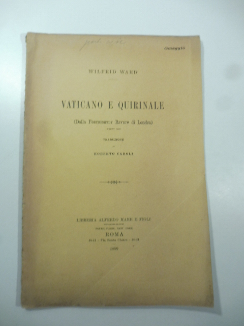 Vaticano e Quirinale (Dalla Fortnightly Review di Londra), marzo 1899